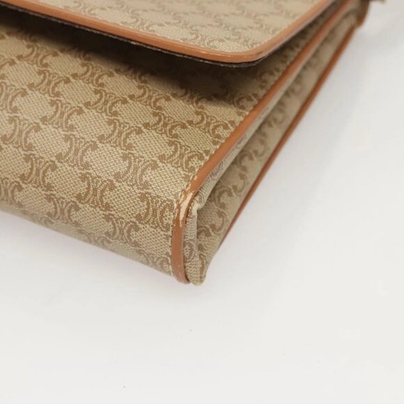 CELINE Macadam Canvas Shoulder Bag PVC Beige Gold Auth sw761 - Picture 5 of 16